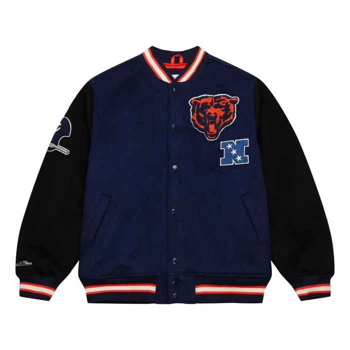 Mitchell and Ness Team Legacy Varsity Jacket Chicago Bears Men Jackets and Outerwear Mitchell and Ness Team Legacy Varsity Jacket Chicago Bears Men Jackets and Outerwear