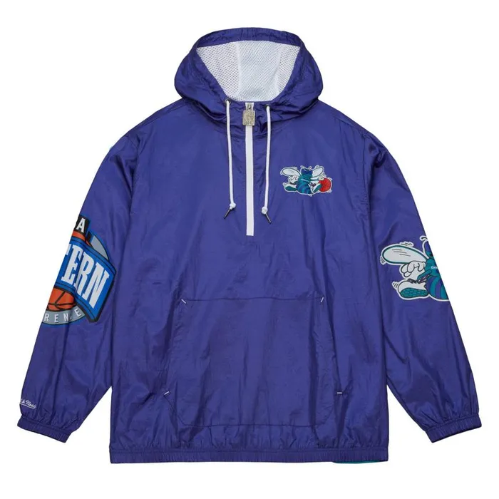 Mitchell and Ness Team OG 20 Anorak Windbreaker Charlotte Hornets Men Jackets and Outerwear