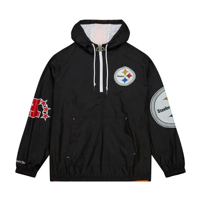 Mitchell and Ness Team OG 20 Anorak Windbreaker Pittsburgh Steelers Men Jackets and Outerwear