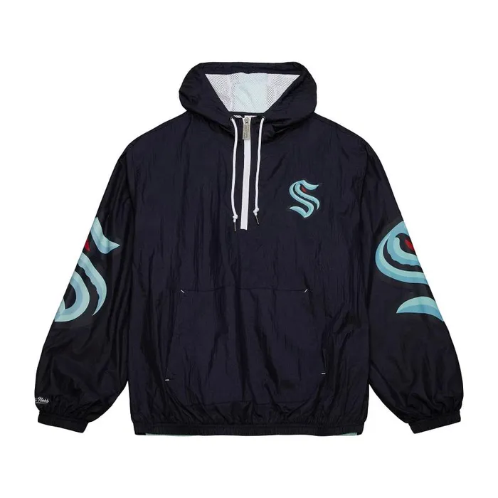 Mitchell and Ness Team OG 20 Anorak Windbreaker Seattle Kraken Men Jackets and Outerwear