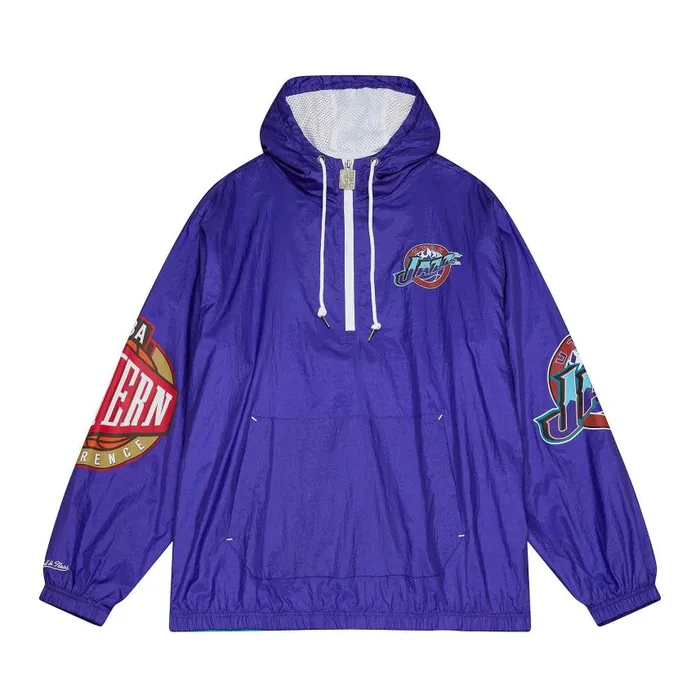 Mitchell and Ness Team OG 20 Anorak Windbreaker Utah Jazz Men Jackets and Outerwear