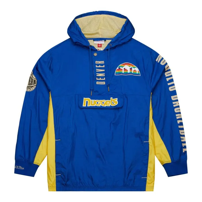 Mitchell and Ness Team OG 20 Anorak Windbreaker Vintage Logo Denver Nuggets Men Jackets and Outerwear