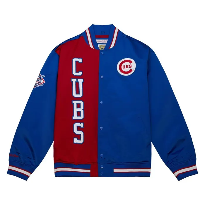 Mitchell and Ness Team OG 20 Lightweight Satin Jacket Chicago Cubs Men Jackets and Outerwear