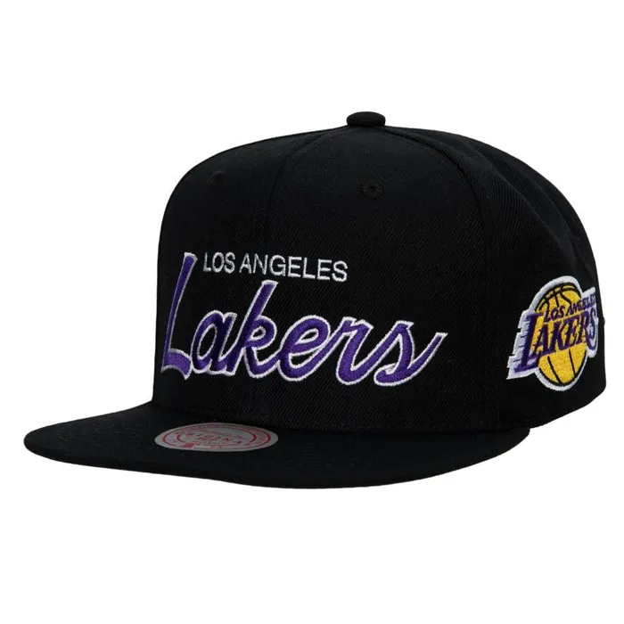 Mitchell and Ness Team Script 20 Snapback Los Angeles Lakers Men Hats and Headwear Mitchell and Ness Team Script 20 Snapback Los Angeles Lakers Men Hats and Headwear