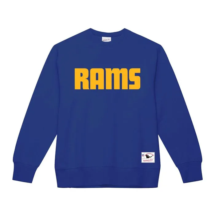 Mitchell and Ness Team Wordmark 1 Crew Los Angeles Rams Men Hoodies and Sweatshirts Mitchell and Ness Team Wordmark 1 Crew Los Angeles Rams Men Hoodies and Sweatshirts