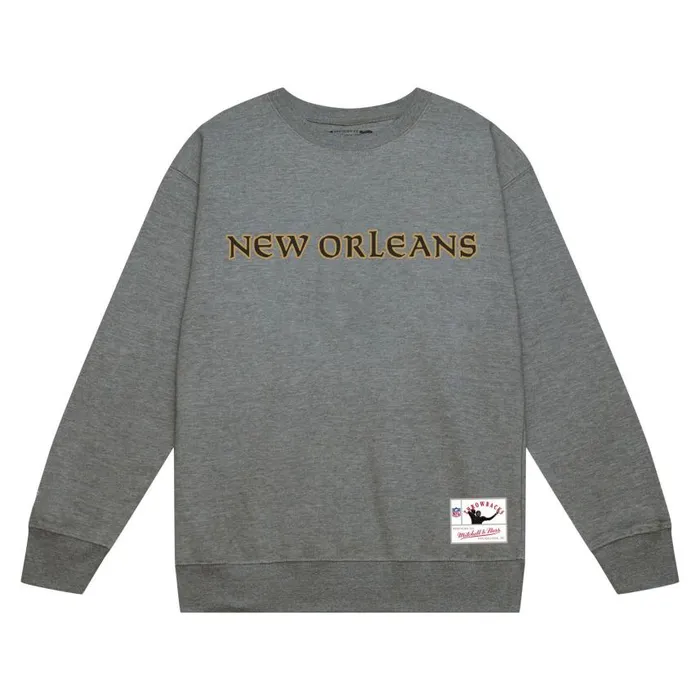 Mitchell and Ness Team Wordmark 1 Crew New Orleans Saints Men Hoodies and Sweatshirts Mitchell and Ness Team Wordmark 1 Crew New Orleans Saints Men Hoodies and Sweatshirts