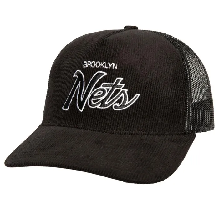 Mitchell and Ness Times Up Trucker Brooklyn Nets Men Hats and Headwear