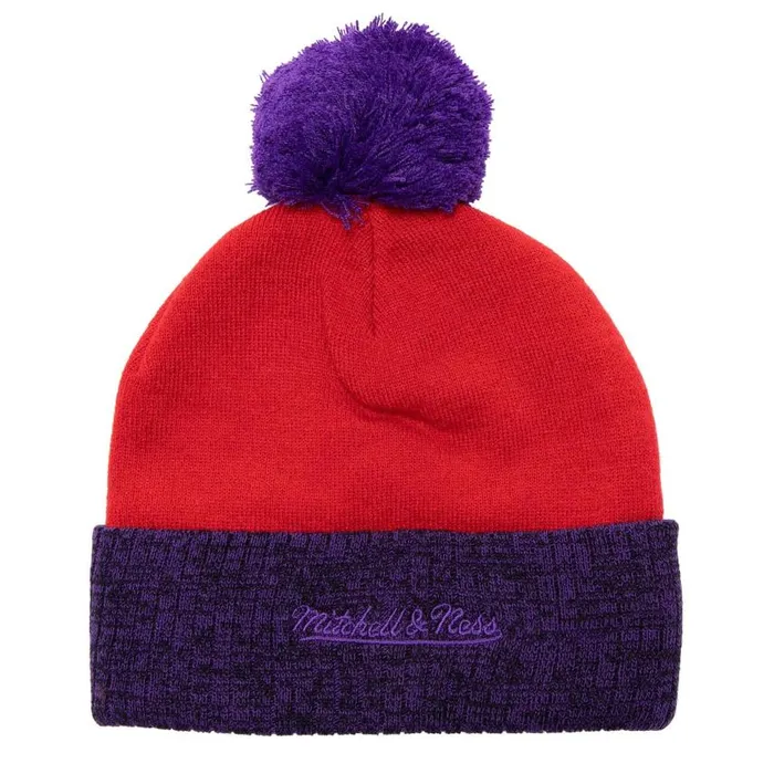 Mitchell and Ness Two Tone Pom Beanie HWC Toronto Raptors Men Hats and Headwear Mitchell and Ness Two Tone Pom Beanie HWC Toronto Raptors Men Hats and Headwear