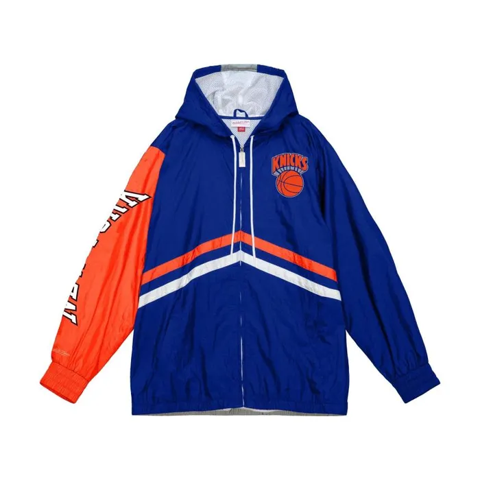 Mitchell and Ness Undeniable Full Zip Windbreaker New York Knicks Men Jackets and Outerwear