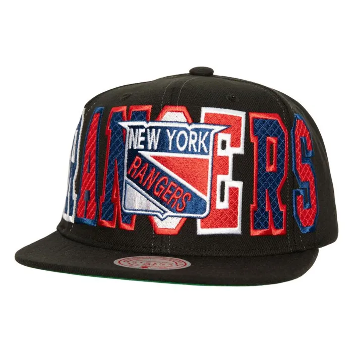 Mitchell and Ness Varsity Bust Snapback Vntg New York Rangers Men Hats and Headwear Mitchell and Ness Varsity Bust Snapback Vntg New York Rangers Men Hats and Headwear