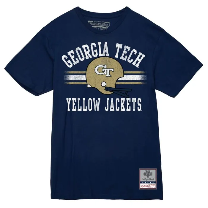 Mitchell and Ness Vintage Stripes Tee Georgia Tech Men TShirts and Tops