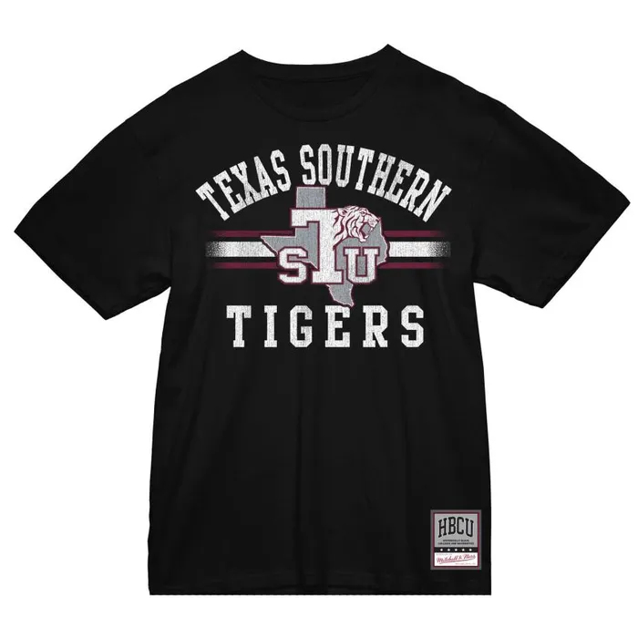 Mitchell and Ness Vintage Stripes Tee Texas Southern University Men TShirts and Tops
