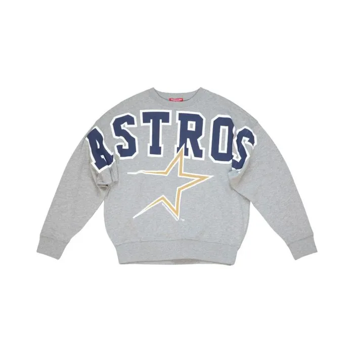 Mitchell and Ness Women039s Logo Lightweight Fleece Houston Astros Women Hoodies and Sweatshirts