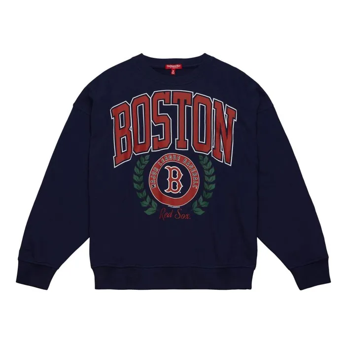 Mitchell and Ness Womens Logo Lt Crew 20 Boston Red Sox Women Hoodies and Sweatshirts