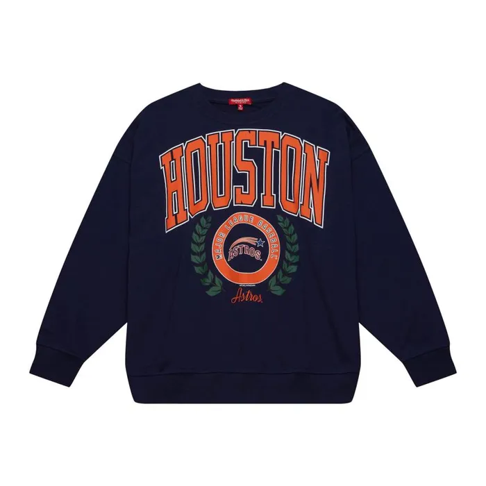 Mitchell and Ness Womens Logo Lt Crew 20 Houston Astros Women Hoodies and Sweatshirts