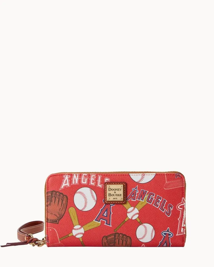 MLB Angels Large Zip Around Wristlet Angels Women Dooney and Bourke Wallets