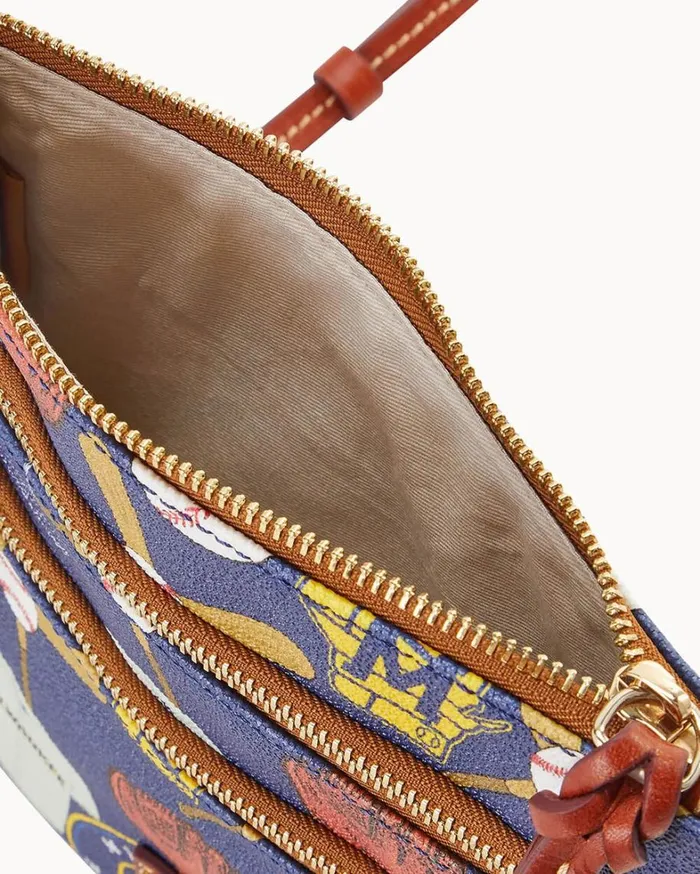 MLB Brewers North South Triple Zip Crossbody Brewers Women Dooney and Bourke Crossbodies