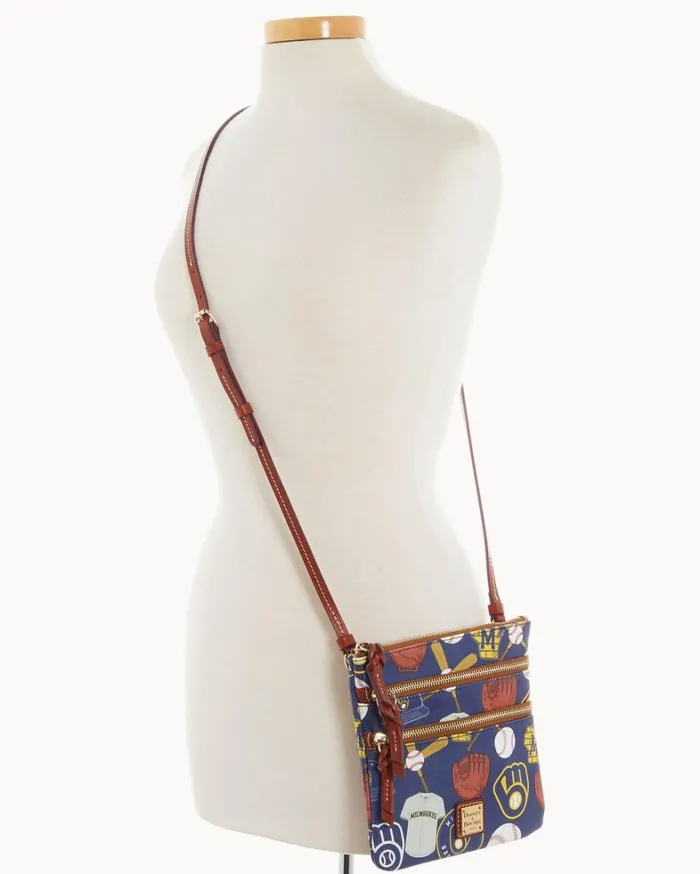 MLB Brewers North South Triple Zip Crossbody Brewers Women Dooney and Bourke Crossbodies
