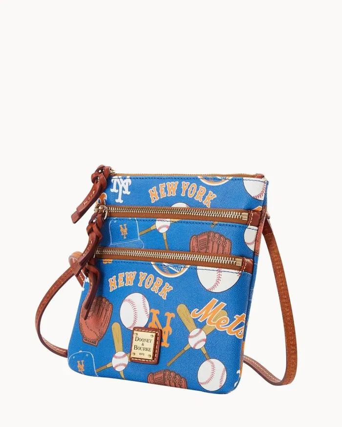 MLB Mets North South Triple Zip Crossbody Mets Women Dooney and Bourke Crossbodies