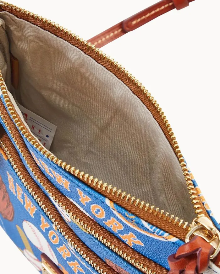 MLB Mets North South Triple Zip Crossbody Mets Women Dooney and Bourke Crossbodies