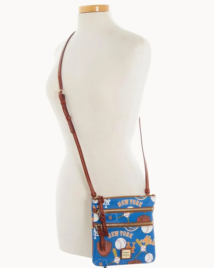 MLB Mets North South Triple Zip Crossbody Mets Women Dooney and Bourke Crossbodies