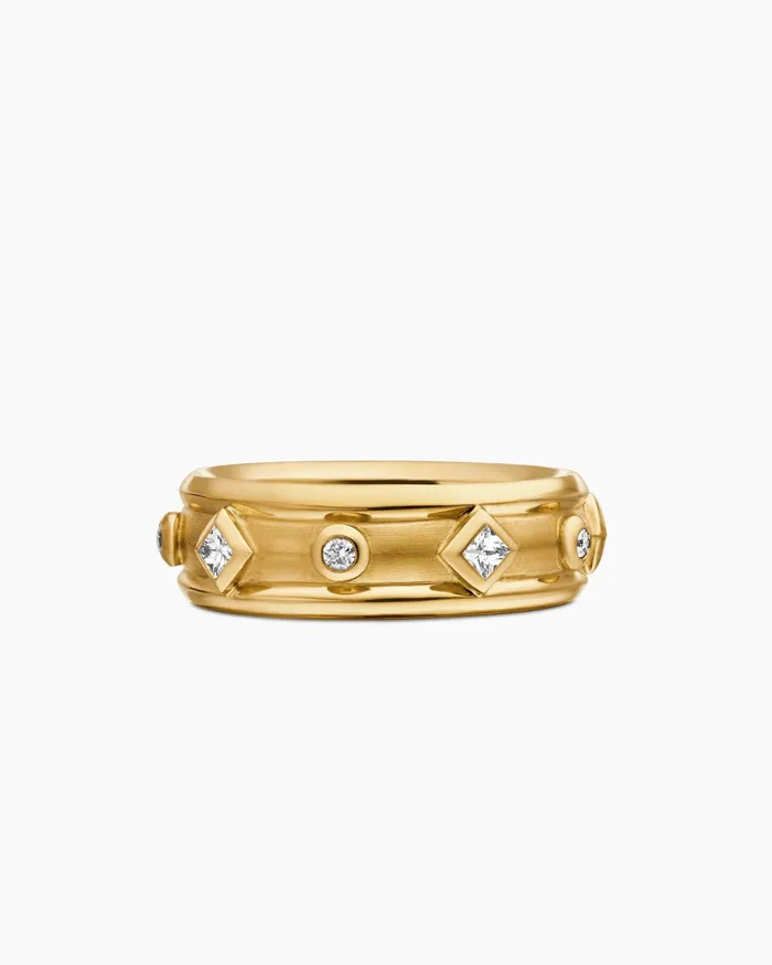 Modern Renaissance Band Ring In 18K Yellow Gold With Diamonds 66mm Women David Yurman Band Modern Renaissance Band Ring In 18K Yellow Gold With Diamonds 66mm Women David Yurman Band