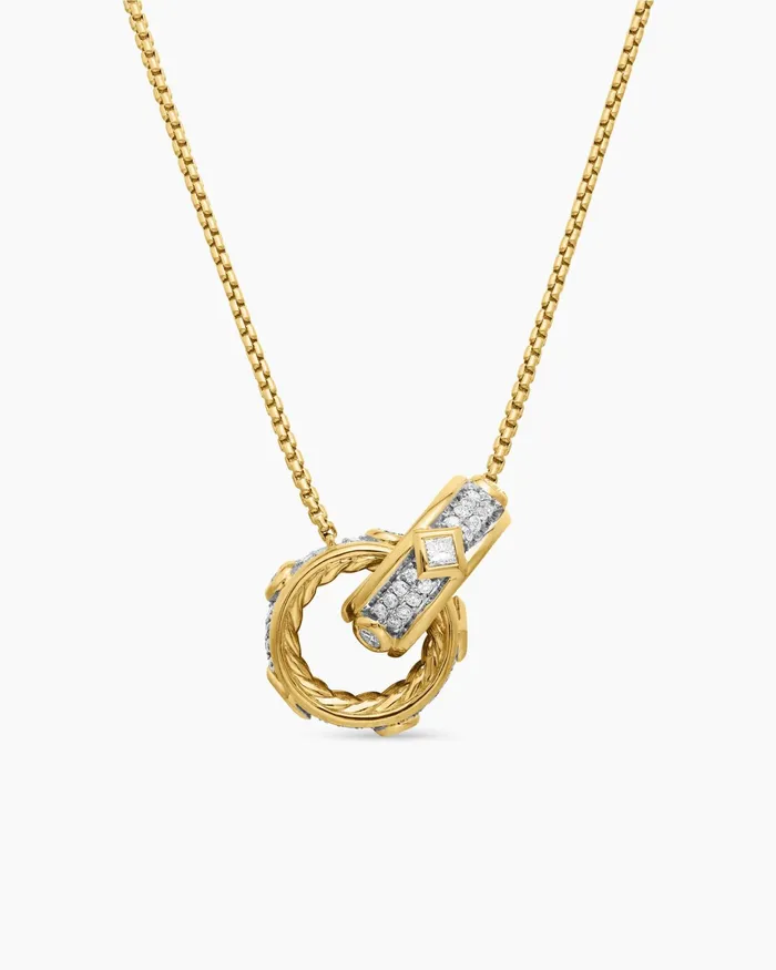 Modern Renaissance Double Pendant Necklace In 18K Yellow Gold With Diamonds 164mm Women David Yurman Pendant Modern Renaissance Double Pendant Necklace In 18K Yellow Gold With Diamonds 164mm Women David Yurman Pendant