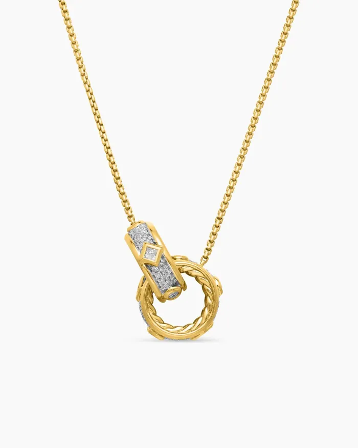 Modern Renaissance Double Pendant Necklace In 18K Yellow Gold With Diamonds 164mm Women David Yurman Pendant Modern Renaissance Double Pendant Necklace In 18K Yellow Gold With Diamonds 164mm Women David Yurman Pendant