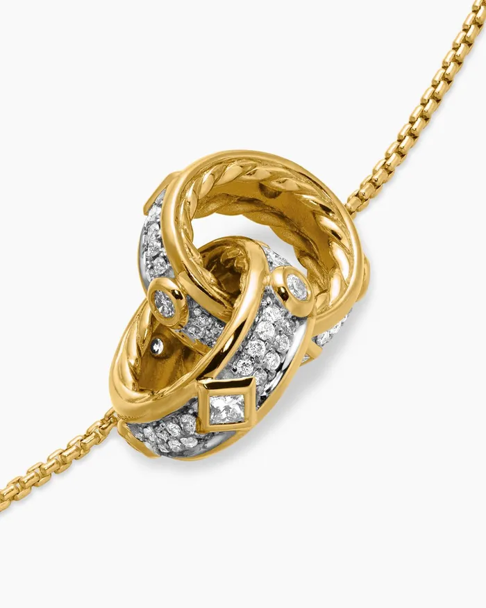 Modern Renaissance Double Pendant Necklace In 18K Yellow Gold With Diamonds 164mm Women David Yurman Pendant Modern Renaissance Double Pendant Necklace In 18K Yellow Gold With Diamonds 164mm Women David Yurman Pendant