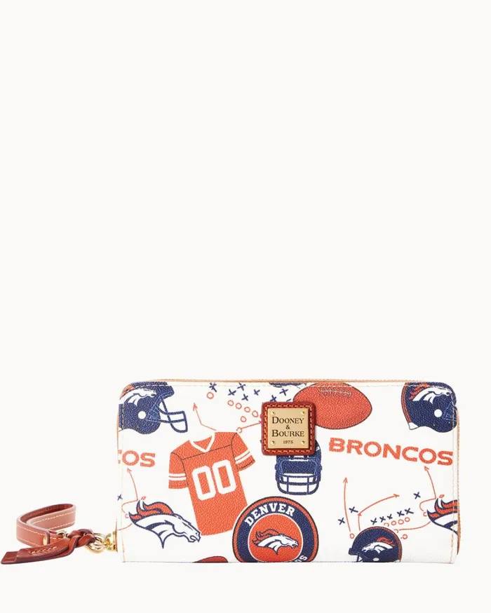 NFL Broncos Large Zip Around Wristlet Broncos Women Dooney and Bourke Wallets