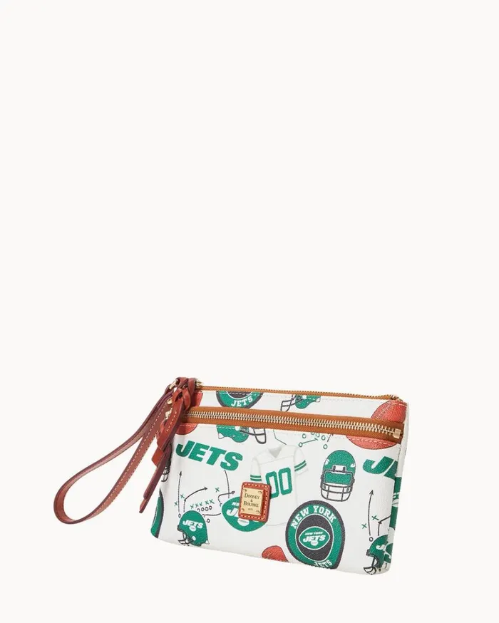 NFL Jets Double Zip Wristlet New York Jets Women Dooney and Bourke Wallets NFL Jets Double Zip Wristlet New York Jets Women Dooney and Bourke Wallets