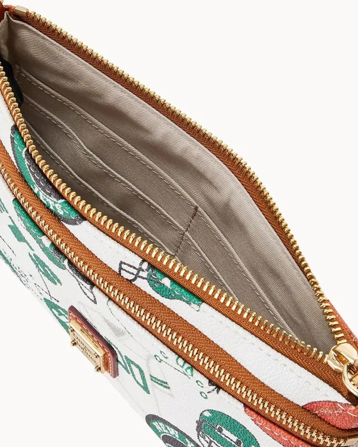 NFL Jets Double Zip Wristlet New York Jets Women Dooney and Bourke Wallets NFL Jets Double Zip Wristlet New York Jets Women Dooney and Bourke Wallets
