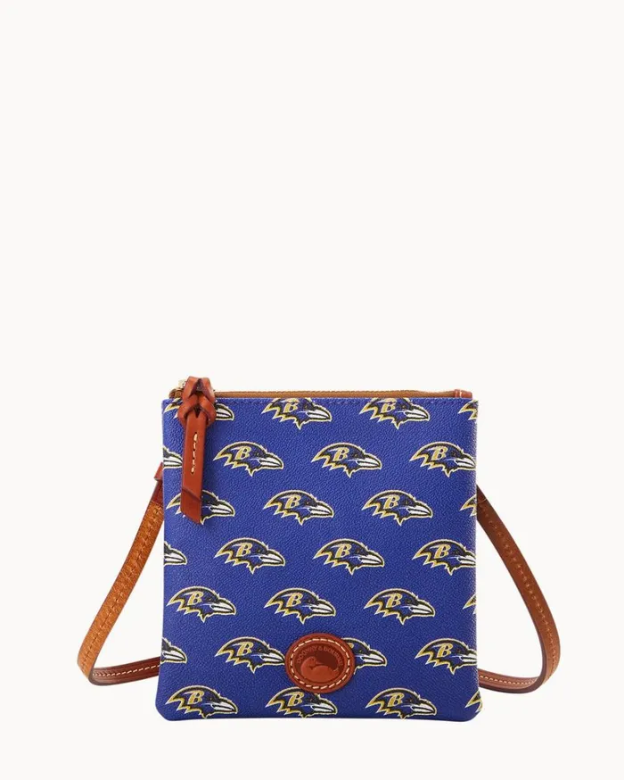 NFL Ravens Small North South Top Zip Crossbody Ravens Women Dooney and Bourke Crossbodies NFL Ravens Small North South Top Zip Crossbody Ravens Women Dooney and Bourke Crossbodies