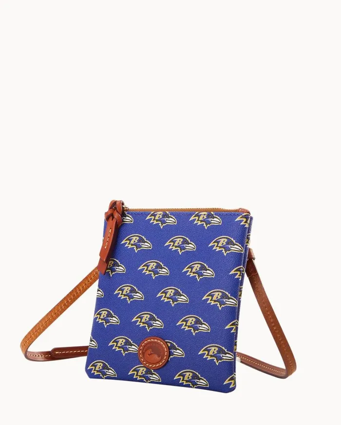 NFL Ravens Small North South Top Zip Crossbody Ravens Women Dooney and Bourke Crossbodies NFL Ravens Small North South Top Zip Crossbody Ravens Women Dooney and Bourke Crossbodies