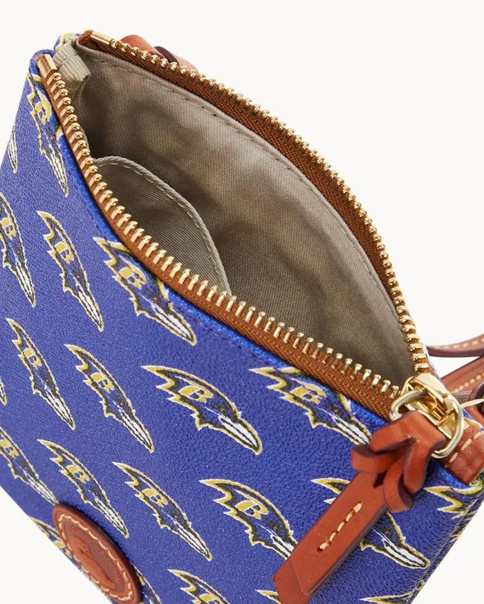 NFL Ravens Small North South Top Zip Crossbody Ravens Women Dooney and Bourke Crossbodies NFL Ravens Small North South Top Zip Crossbody Ravens Women Dooney and Bourke Crossbodies