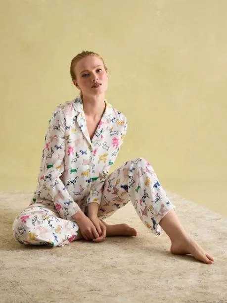 Nightwear Women Joules Cream Satin Pyjama Set