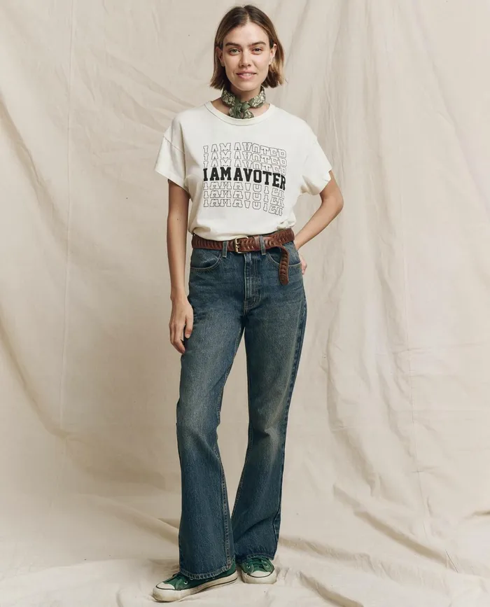 Novelty Tees and Sweats Women The Great Limited Edition The I Am A Voter Boxy Crew Washed White