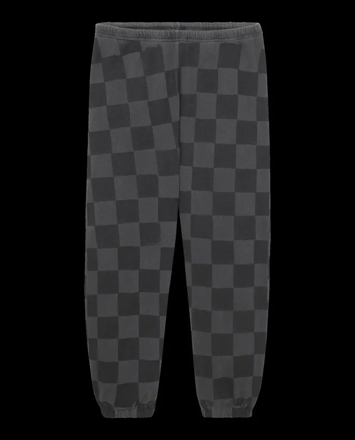 Novelty Tees and Sweats Women The Great The Hand Stamped Stadium Sweatpant Washed Black With Black Check Novelty Tees and Sweats Women The Great The Hand Stamped Stadium Sweatpant Washed Black With Black Check