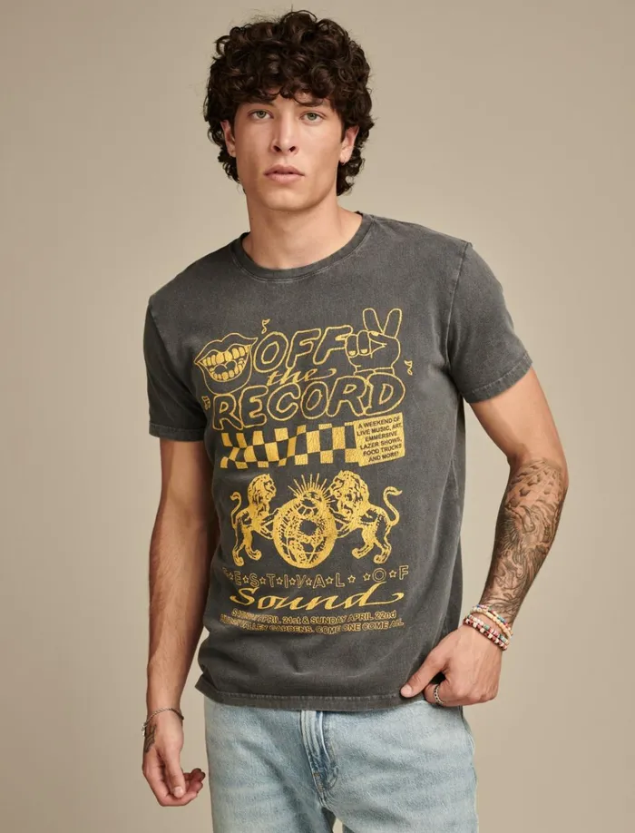 Off The Records Jet Black Men Lucky Brand Graphic Tees