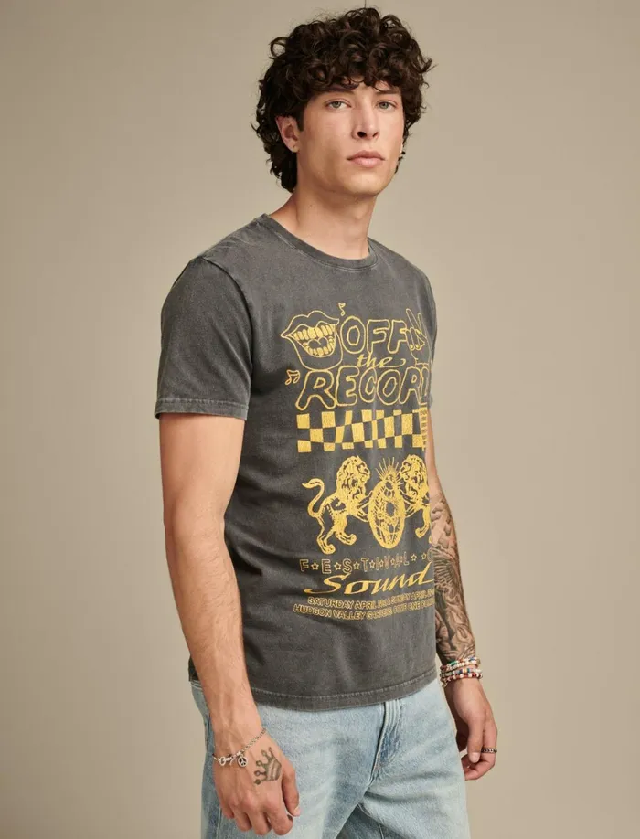 Off The Records Jet Black Men Lucky Brand Graphic Tees