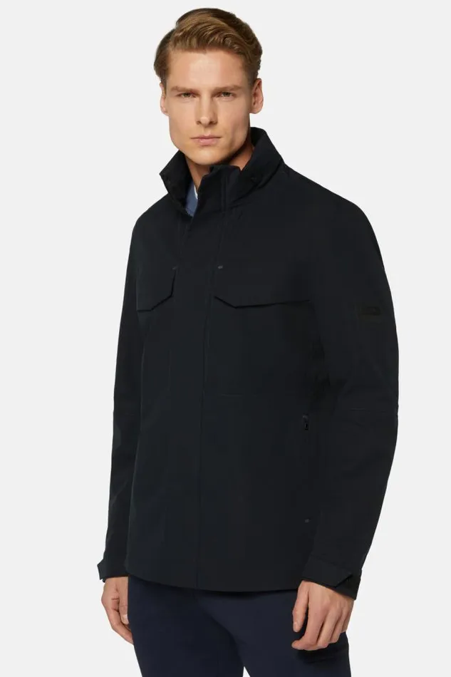 Outerwear Men Boggi Milano B Tech Recycled Technical Fabric Field Jacket Navy Blue Outerwear Men Boggi Milano B Tech Recycled Technical Fabric Field Jacket Navy Blue