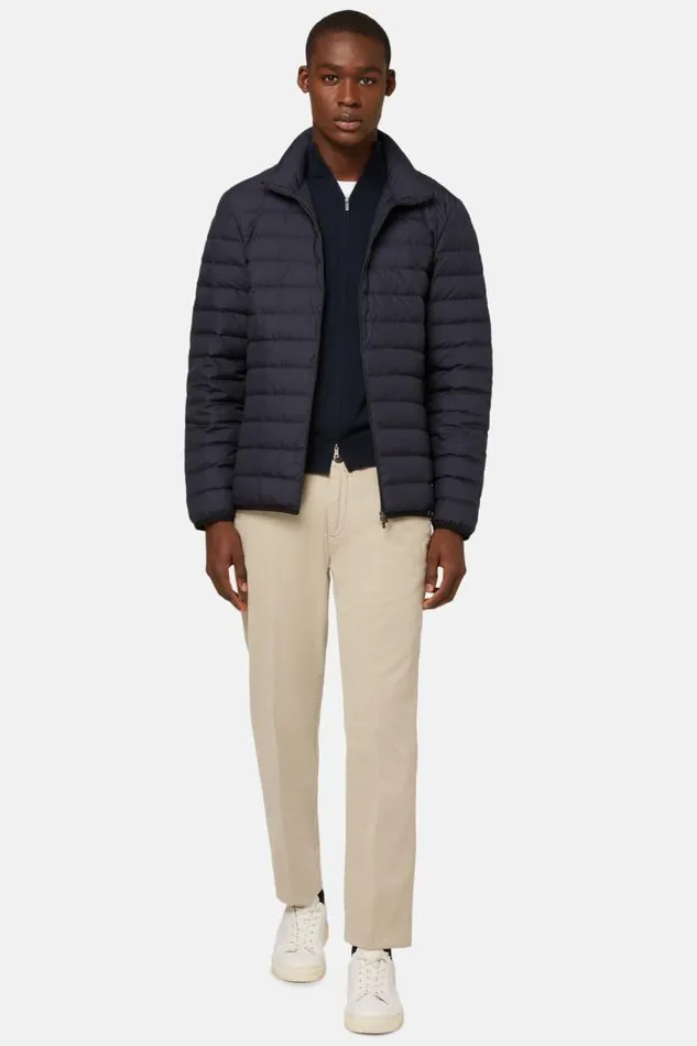 Outerwear Men Boggi Milano Goose Down Recycled Fabric Bomber Jacket Navy Blue