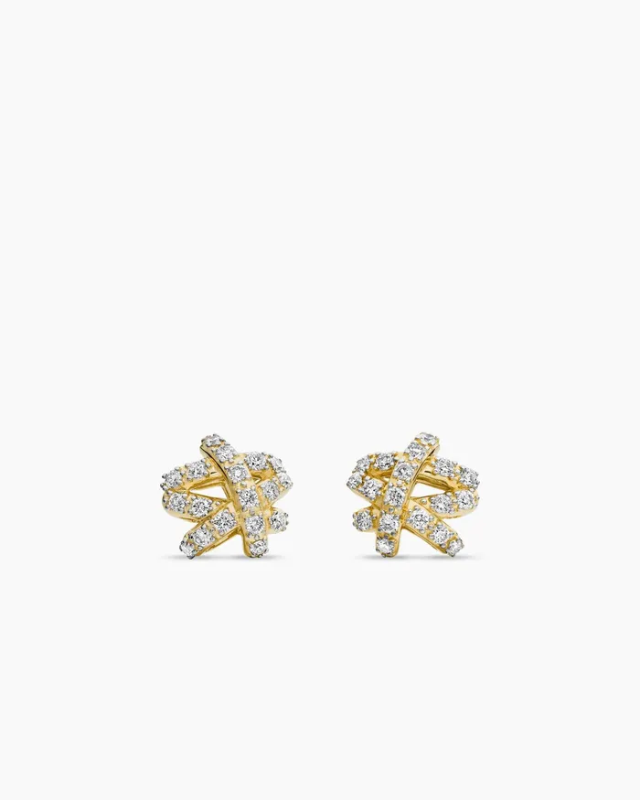 Pav Crossover Stud Earrings In 18K Yellow Gold With Diamonds 9mm Women David Yurman Stud Pav Crossover Stud Earrings In 18K Yellow Gold With Diamonds 9mm Women David Yurman Stud