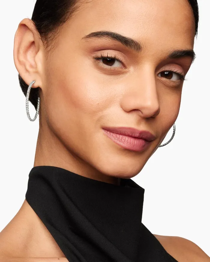 Pav Hoop Earrings In Sterling Silver With Diamonds 38mm Women David Yurman Hoop Pav Hoop Earrings In Sterling Silver With Diamonds 38mm Women David Yurman Hoop