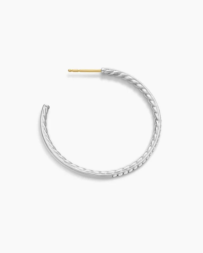 Pav Hoop Earrings In Sterling Silver With Diamonds 38mm Women David Yurman Hoop Pav Hoop Earrings In Sterling Silver With Diamonds 38mm Women David Yurman Hoop