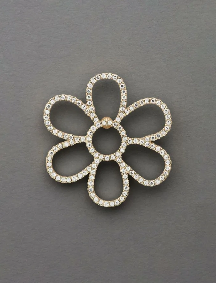 Pave Gold Flower Brooch Gold Women Lucky Brand Jewelry