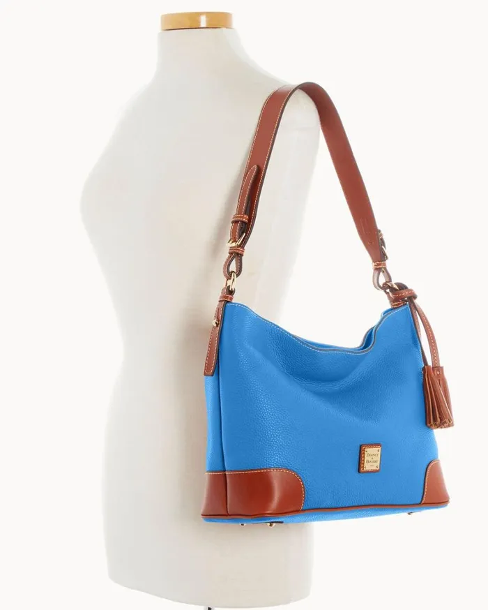 Pebble Grain Large Sac Azure Women Dooney and Bourke Shoulder Bags Pebble Grain Large Sac Azure Women Dooney and Bourke Shoulder Bags