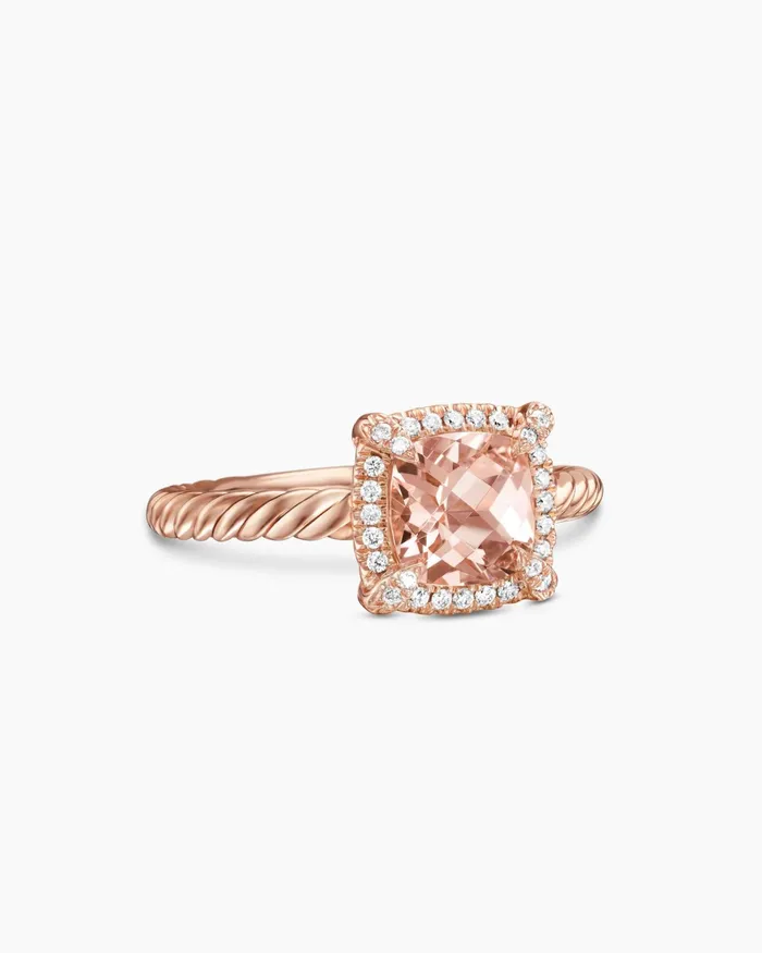 Petite Chatelaine Pav Bezel Ring In 18K Rose Gold 7mm Women David Yurman Petite Petite Chatelaine Pav Bezel Ring In 18K Rose Gold 7mm Women David Yurman Petite