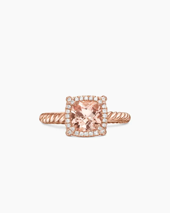 Petite Chatelaine Pav Bezel Ring In 18K Rose Gold 7mm Women David Yurman Petite
