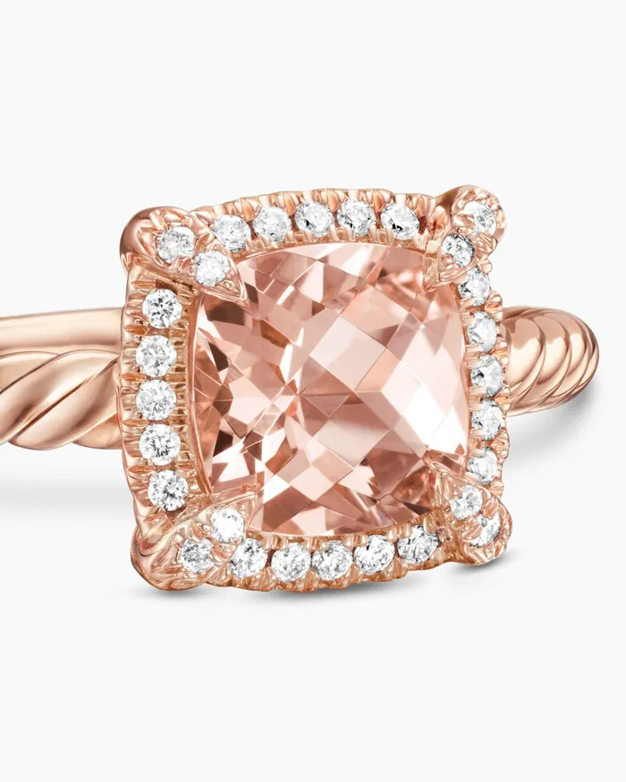 Petite Chatelaine Pav Bezel Ring In 18K Rose Gold 7mm Women David Yurman Petite